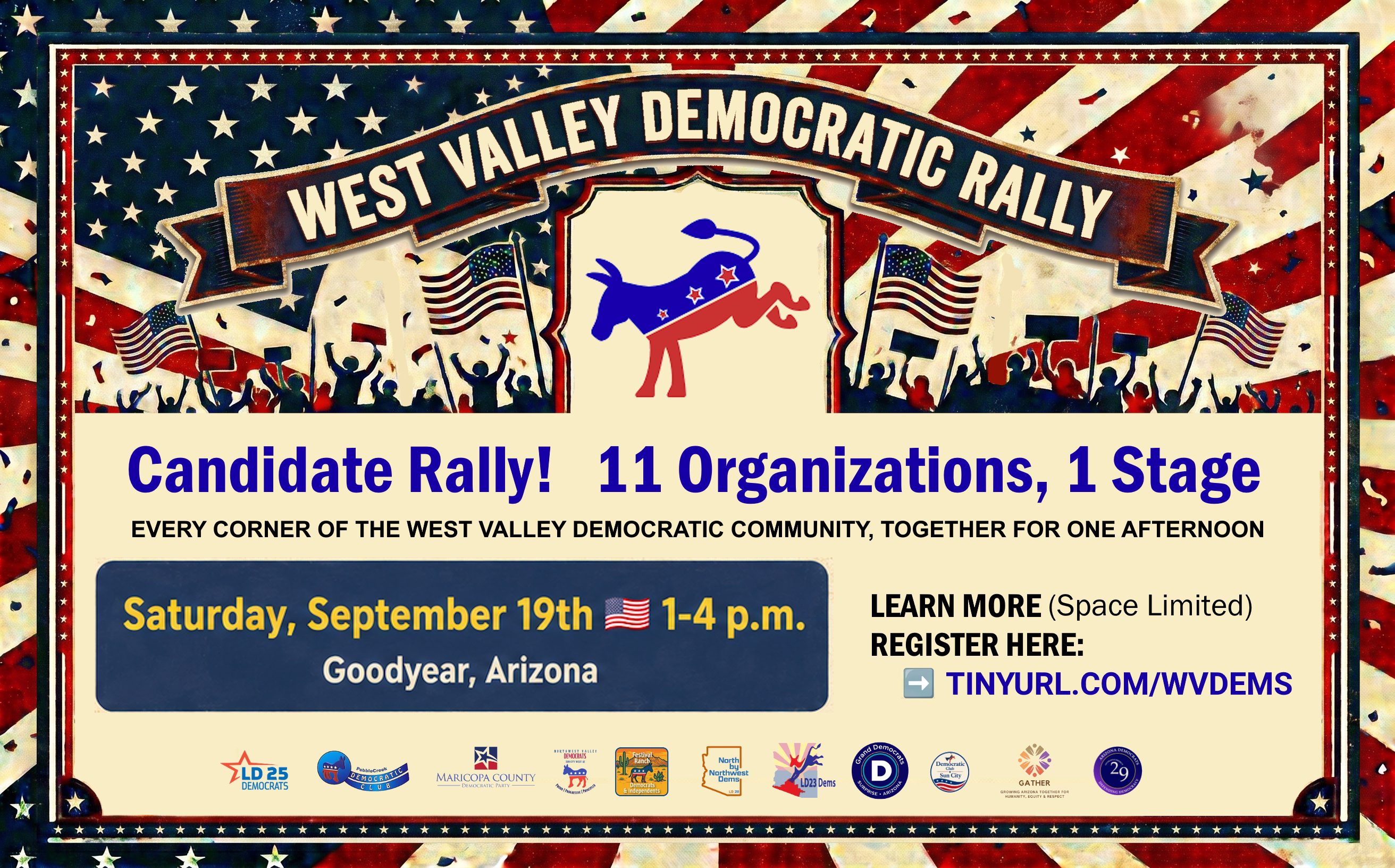West Valley Democratic Rally event poster.