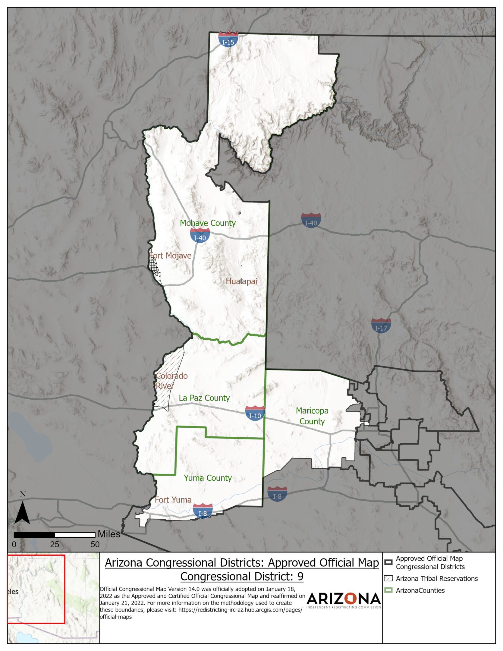 Map of Arizona's Congressional District 9.