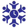 Clock surrounded by abstract human figures.