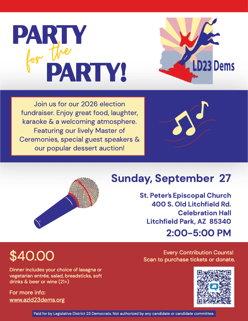 Party fundraiser flyer with event details.
